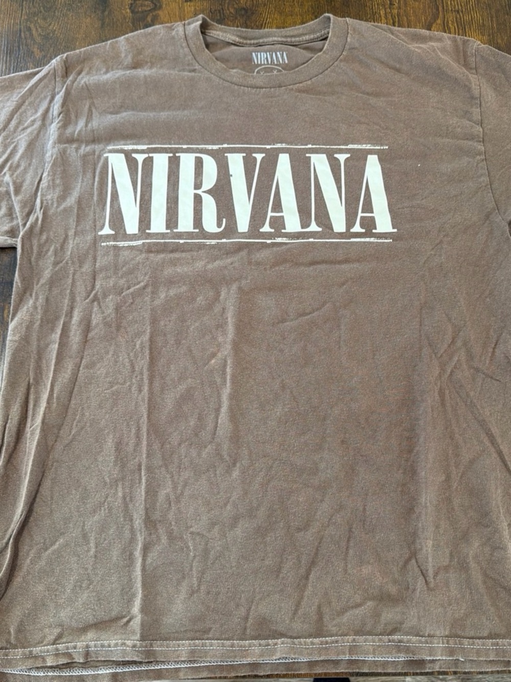NIRVANA Brown Short Sleeve Tee with White Logo